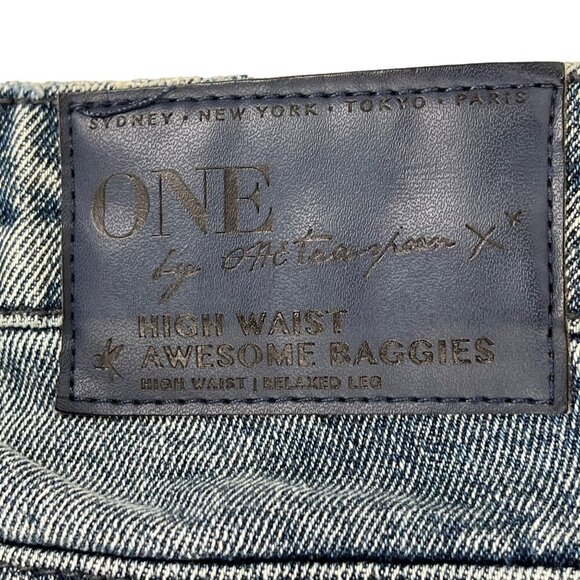 One X One Teaspoon High Waist Awesome Baggies Jean 29 Raw Hem Tapered Distressed - Picture 5 of 13